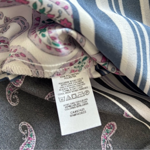 Loft Womens Satin Paisley Color Block Button Up Blouse - Picture 6 of 6